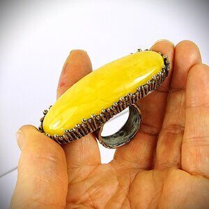 Massive Baltic amber 925 sterling silver Adjustable Ring - OOAK jewelry gift